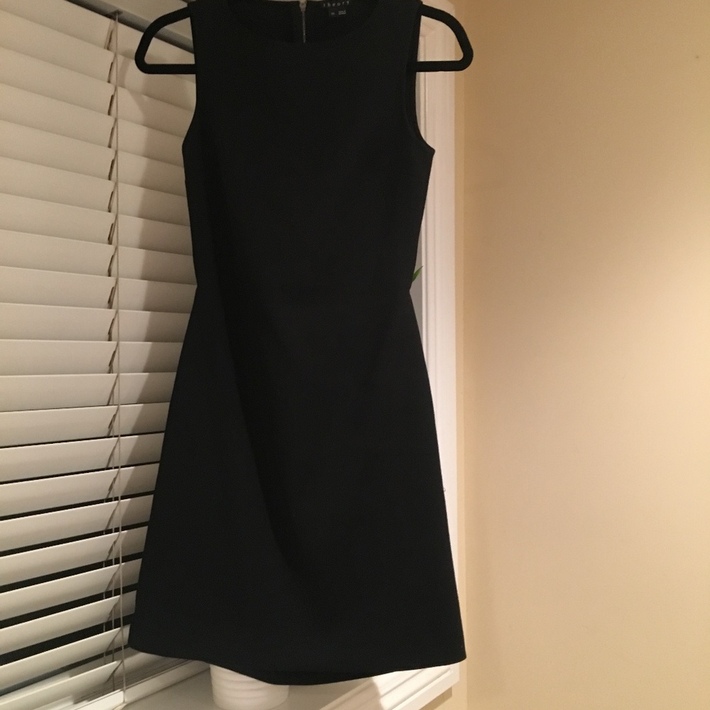 Theory Black Mini Dress with Back Zip + Cutout